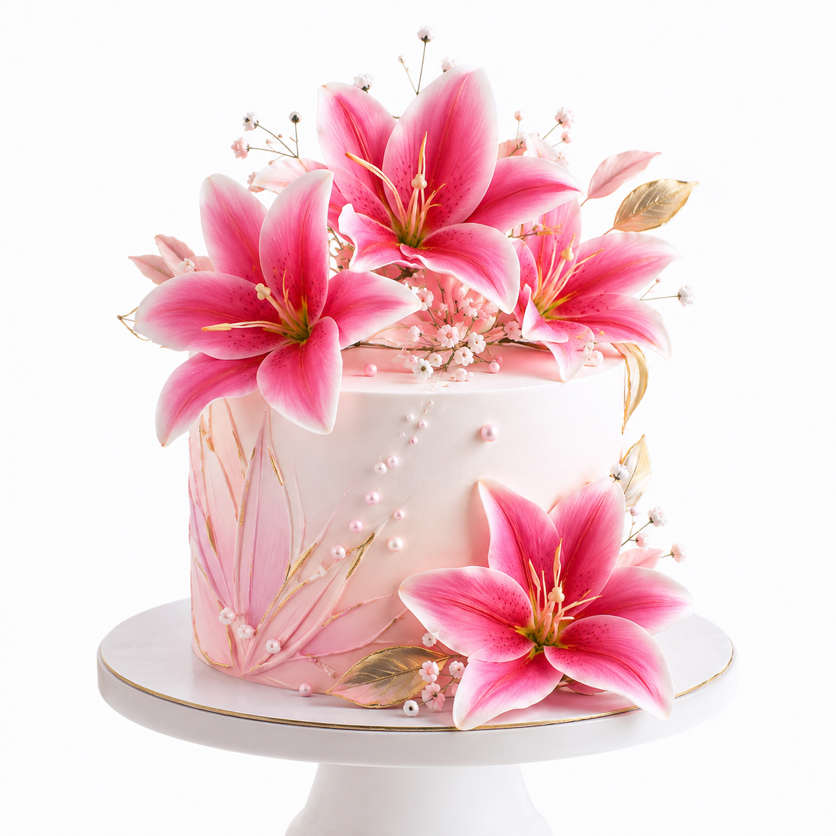 Pink Lilly Flower For Cake Decoration
