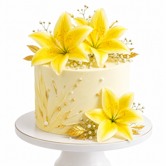 Yellow Lily Flower For Cake Decoration