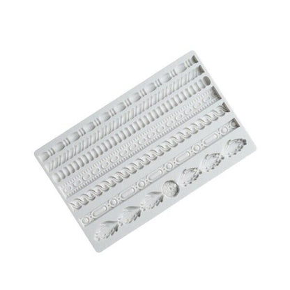 7 Cavity Rope Border Laces Silicone Fondant Mold