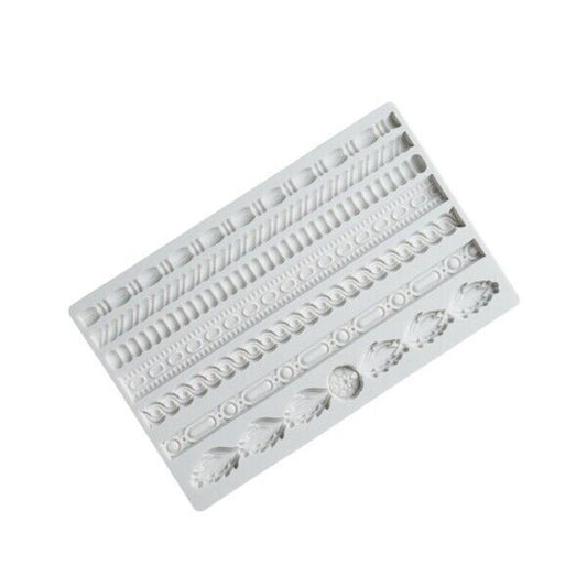 7 Cavity Rope Border Laces Silicone Fondant Mold
