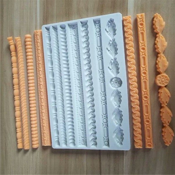 7 Cavity Rope Border Laces Silicone Fondant Mold