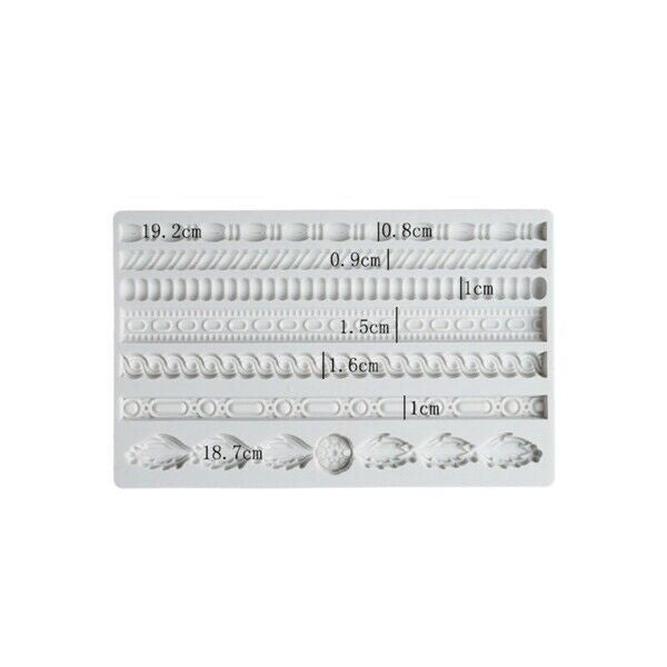 7 Cavity Rope Border Laces Silicone Fondant Mold