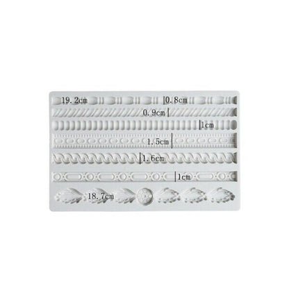 7 Cavity Rope Border Laces Silicone Fondant Mold