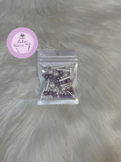 Purple & White Mix size Pearls