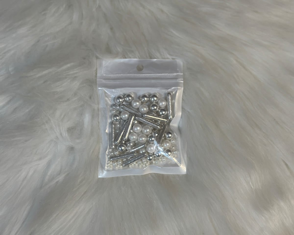 Silver & White Mix Metallic Sprinkles
