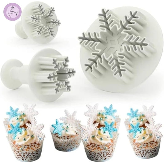 3pcs Snowflakes Plunger Cutter