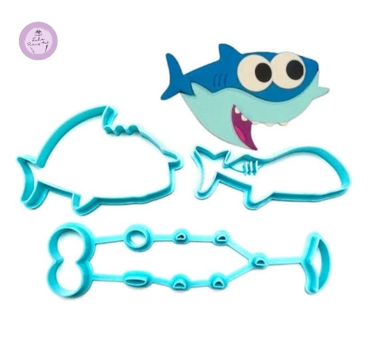 3pcs Baby Shark Fondant Cutter
