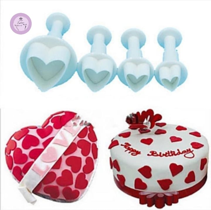 4pcs Heart Plunger Cutter