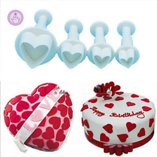 4pcs Heart Plunger Cutter