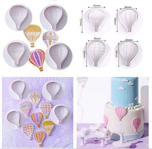 4pc Hot Air Balloon Plastic Plunger Cutter Set