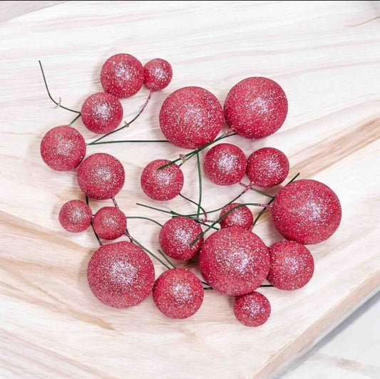 Pink Glitter Faux Balls (pack of 20)