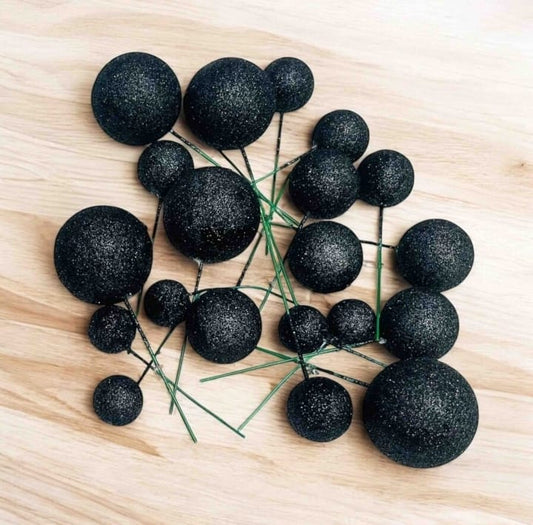 Black Glitter Faux Balls (Pack of 20)