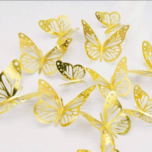 3D Golden Butterfly (12 pcs)