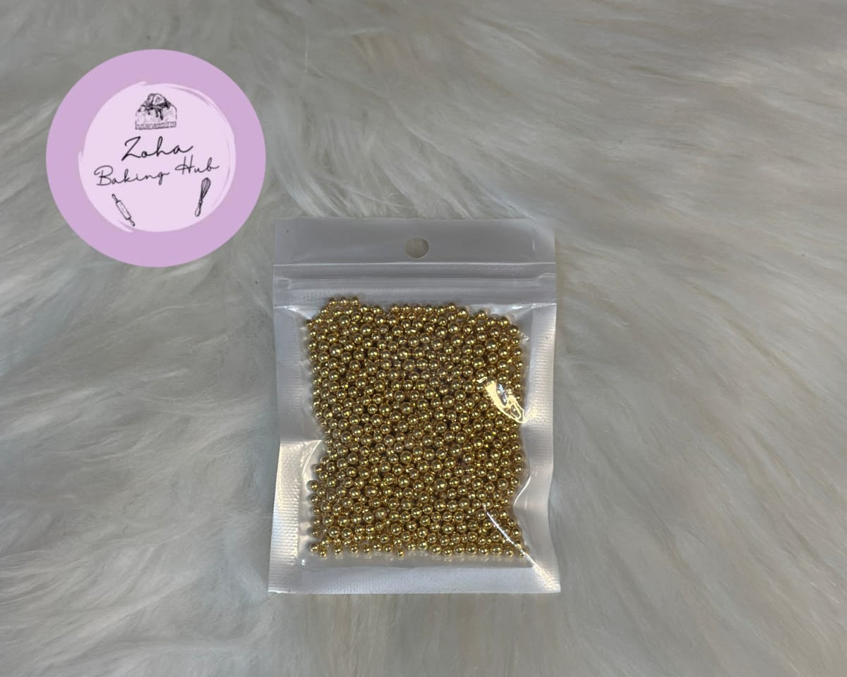 Golden 2mm Edible Pearls