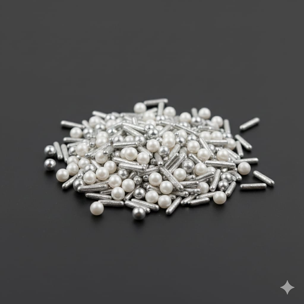 Silver & White Mix Metallic Sprinkles