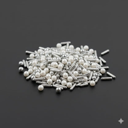 Silver & White Mix Metallic Sprinkles