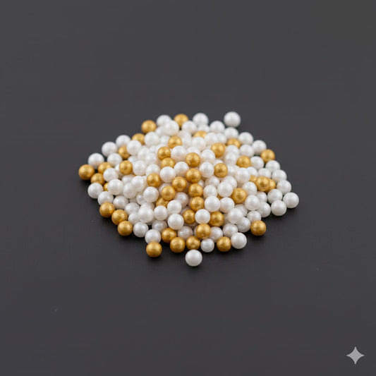 Golden & White 2mm Pearls