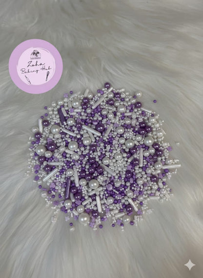 Purple & White Mix size Pearls