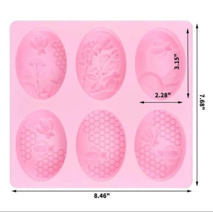 6 Cavity Honey Bee Soap Silicone Mold
