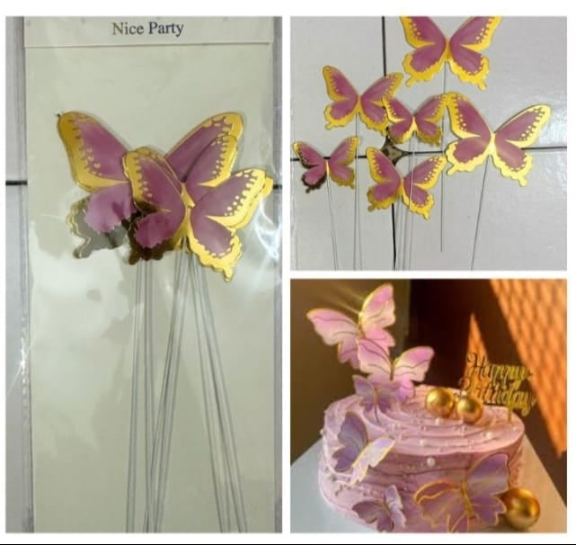 Imported Pink Wire Butterfly (6pcs)