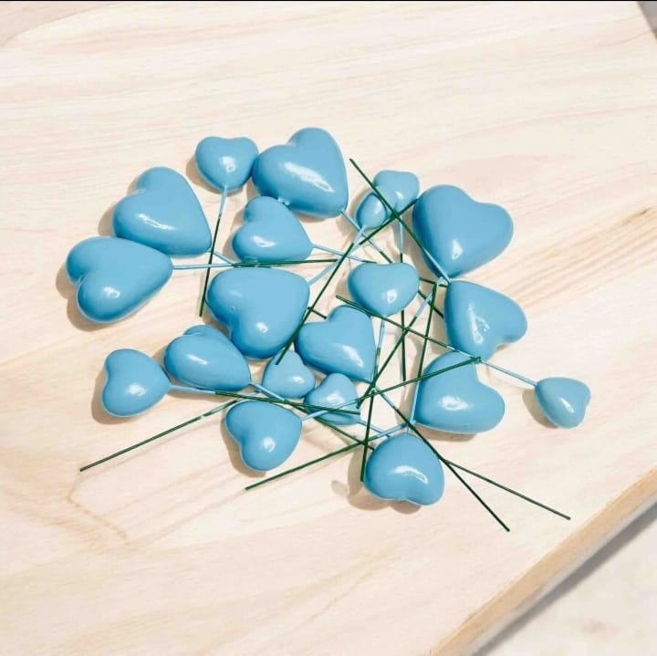 Blue Faux Heart Topper (Pack of 20)
