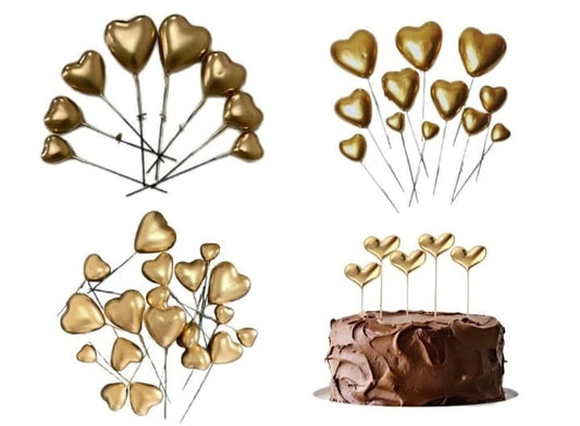 Golden Faux Hearts Topper (Pack of 20)