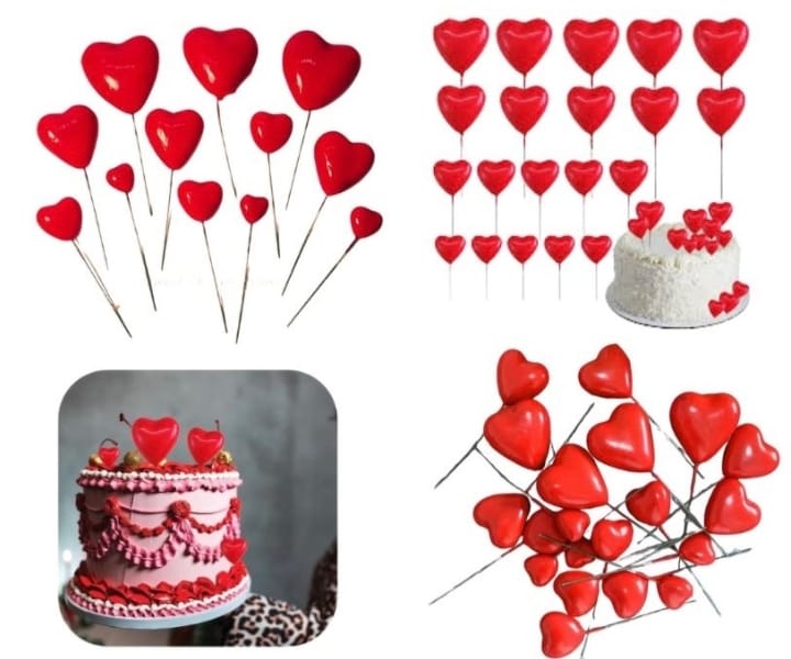 Red Faux Heart Topper (Pack of 20)