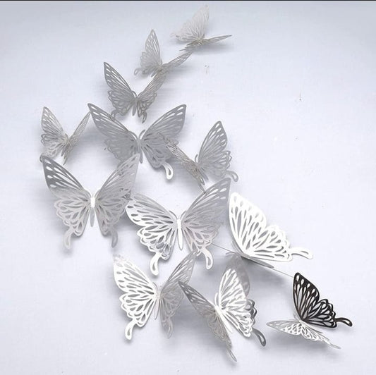 3D White Butterfly (12pcs)