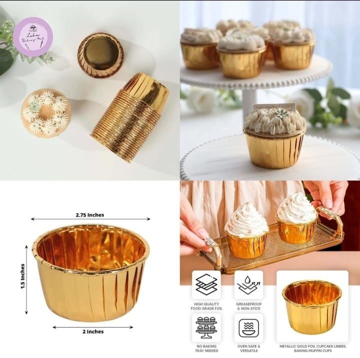 Golden Foil Cupcake Liners (50pcs)
