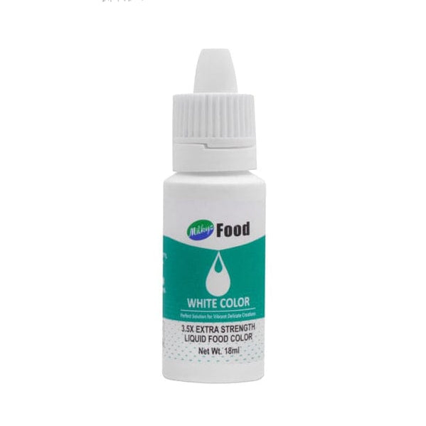 Bottle of white liquid food color with a dropper on a white background, branded 'Baking House'.