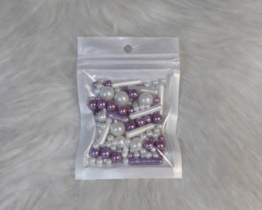 Purple & White Mix size Pearls