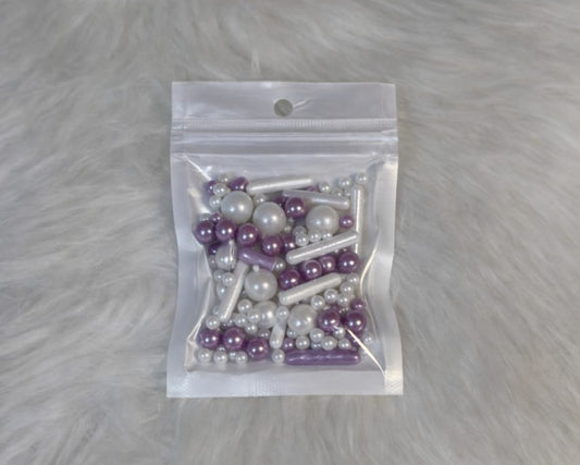 Purple & White Mix size Pearls