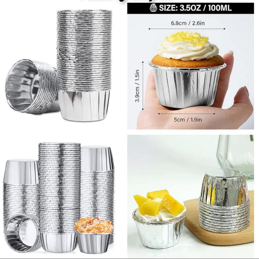 Silver Foil Cupcake Liners Pack Of 100pcs